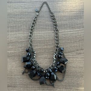 Simply Vera Wang Black Blue Faceted Stones Beads Chains Rhinestone Necklace